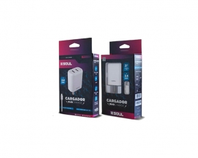Cargador Rapido 2 USB Soul Duo 2.4 Cable Iphone